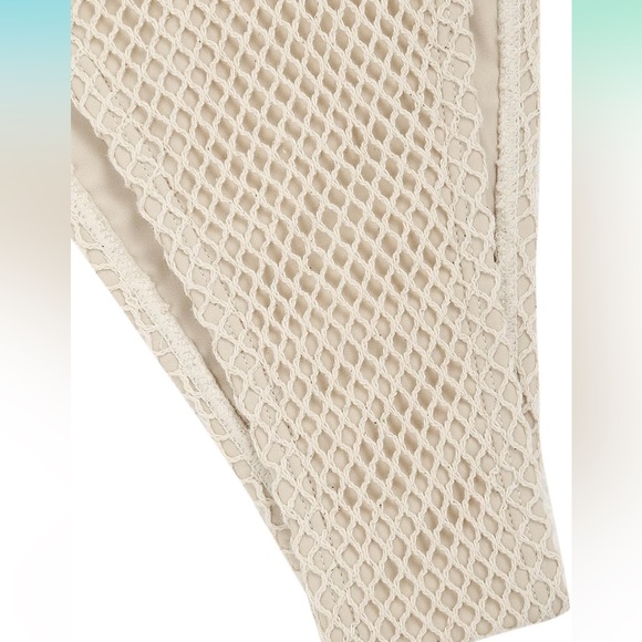 ZAFUL Women's Triangle Bikini Multiway Fishnet String Bikini Set beige cream - Picture 5 of 7